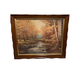 Vintage Robert Wood “october Morn” Framed Print on Canvas-signed