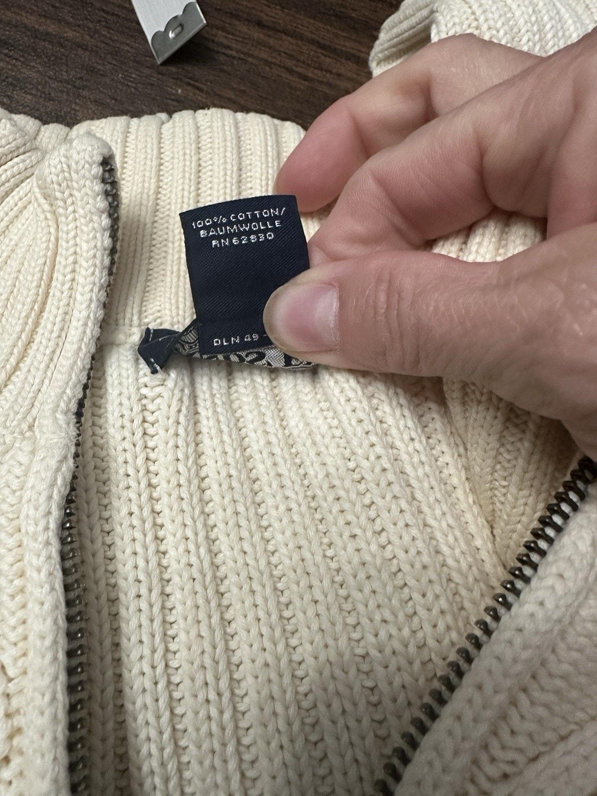 Vintage 80s LANDS END Fisherman Cable Knit Nautical Cream Pull 