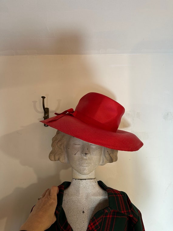 Vintage 1950’s Red Floppy Derby Style Hat Dajon N… - image 2