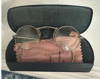 1920 Amerikanska Optiska Brandone Glasögon med Trådkant, Invecklade Detaljerade Etsningar