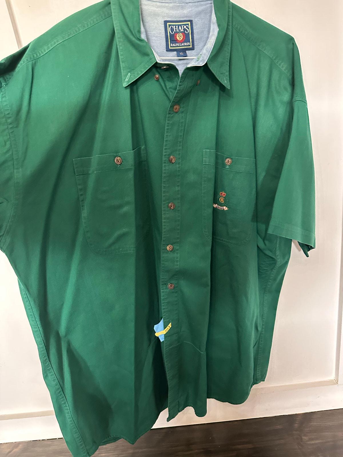 Chaps Ralph Lauren Short Sleeve Shirt - XL Green Cotton