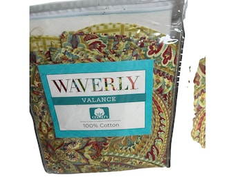 Waverly Swept Away Berry Double Scalloped Window Panel Valance 60x18 Paisley NEW