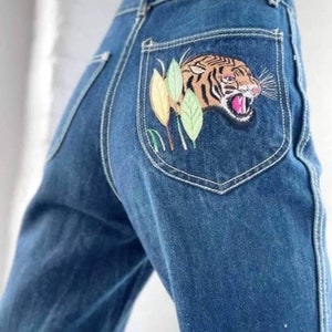 Vintage Gitano Tiger Print Pocket Highrise Mom Jeans 1970’s