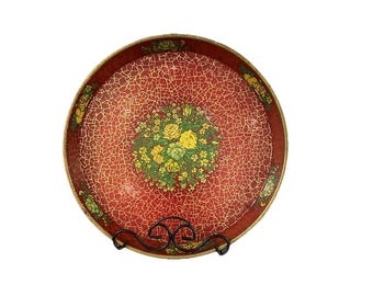 Vintage Daher Red Floral Tin Tray