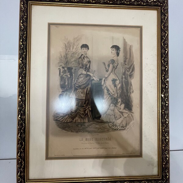 Beautiful Victorian Ladies Picture Antique Brass Frame La Mode Illustree