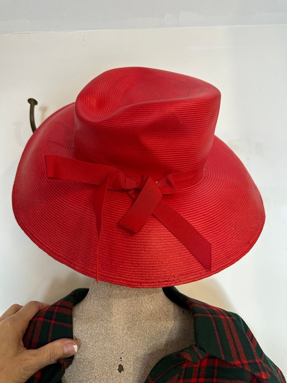 Vintage 1950’s Red Floppy Derby Style Hat Dajon N… - image 3