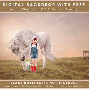 Grassy Field Unicorn Digital Backdrop