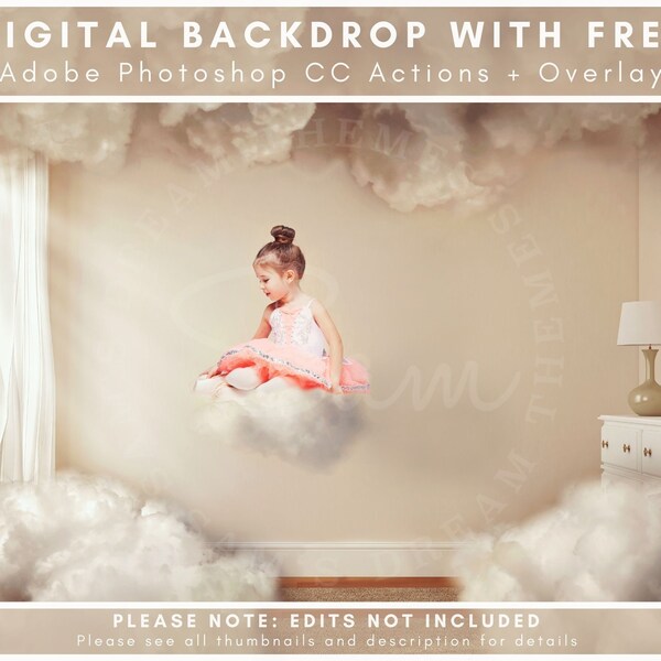 Little Angel In The Clouds, Fairytale Background, Baby Bedroom, Fairytale Bedtime, Photography Backdrop, Photoshop Composite