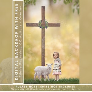 Easter Cross And Lamb In A Field, Religious Easter, Christian Backdrop, Easter Composite, Handmade Photography, Sams Dream Themes