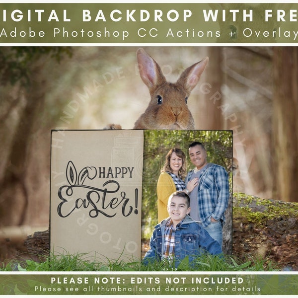 Easter Bunny With A Family Photo Album, Easter Backdrop, Bunny Book Overlay, Bunny Holding Frame, Handmade Photography, Sams Dream Themes