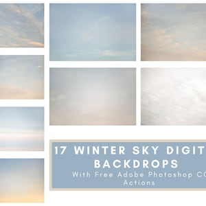17 Winter Sky Digital Backdrops Bundle