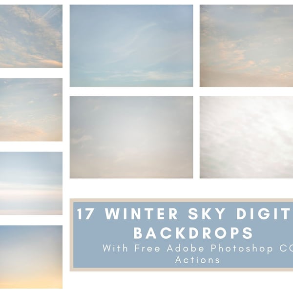 17 Winter Sky Digital Backdrops Bundle