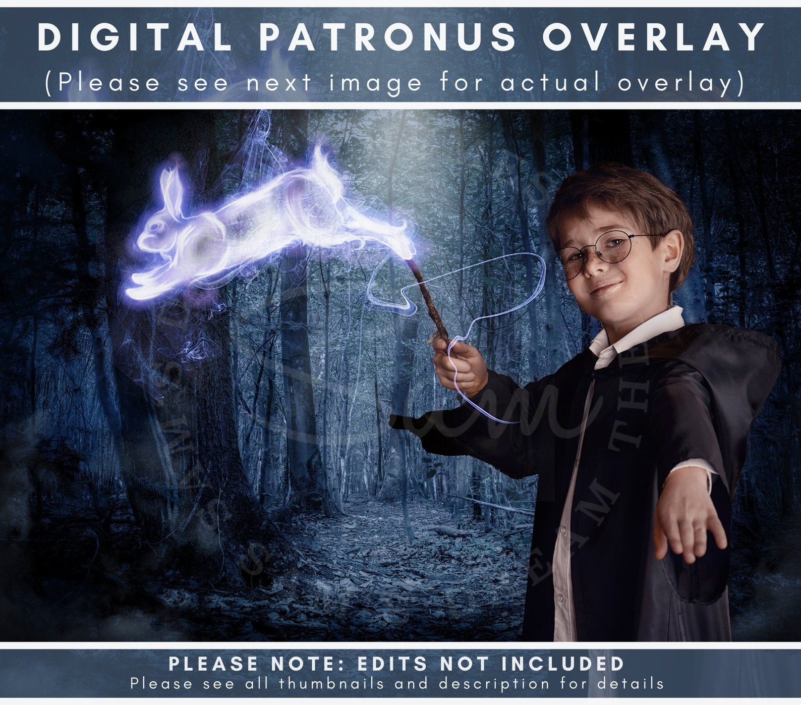 Rabbit Patronus Glowing Digital Overlay PNG Etsy Finland
