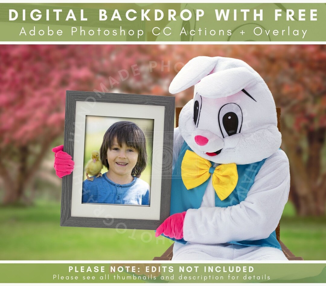 Easter Bunny Orchard With Photo Frame, Easter Backdrop, Bunny Frame