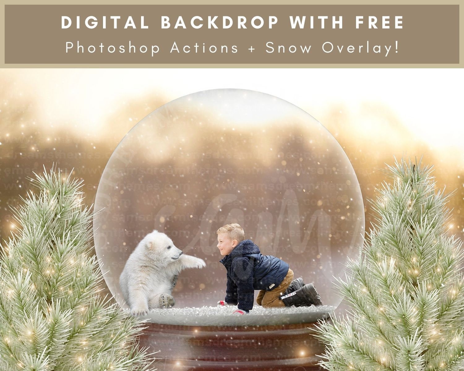 Snow For Christmas 2022 Illinois Baby Polar Bear Snow Globe Christmas Backdrop Christmas Snow | Etsy Ireland