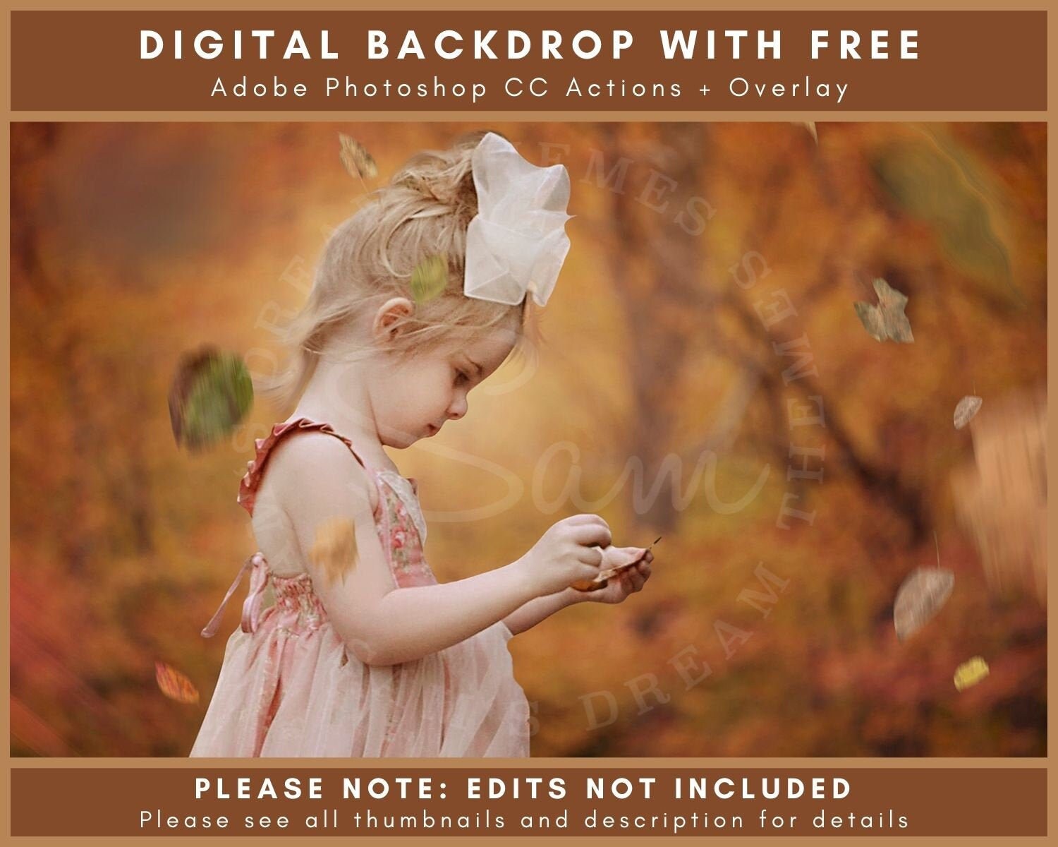 Autumn Bokeh Leaves Digital Backdrop - also found in 13 Autumn Bokeh Digital Backdrops Bundle