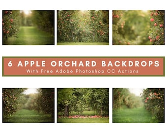 6 Apple Orchard Digital Backdrops Bundle