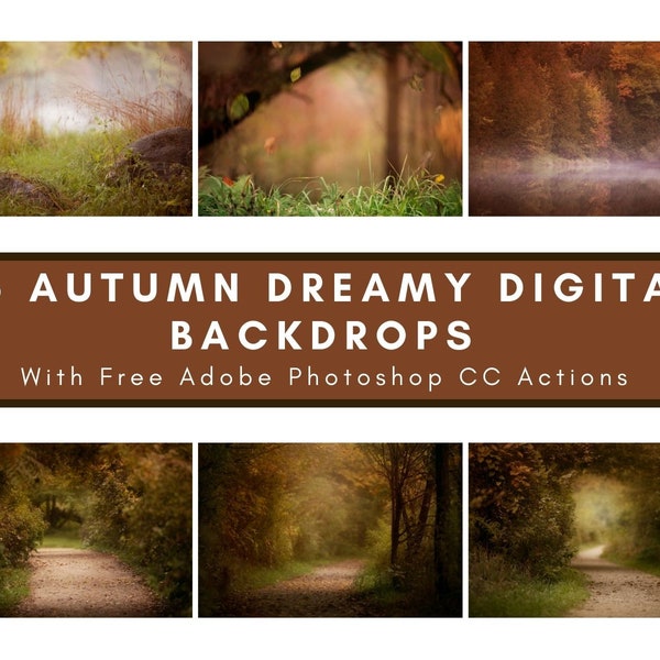 6 Autumn Forest Trail Digital Backdrops Bundle