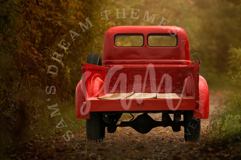 Red Truck Autumn Digital backdrop digital background Fall Etsy