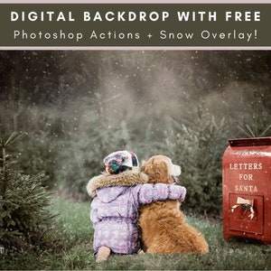 Sending Vintage Letters to Santa Digital Christmas Backdrop