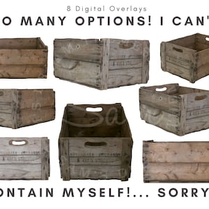 8 digitale Holzkisten Overlays Bundle