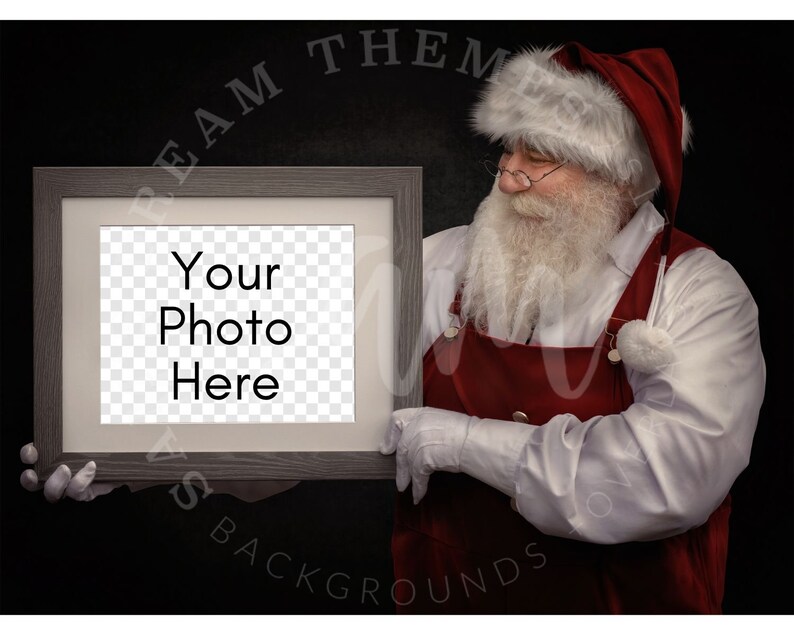 Painterly Santa in a Studio Holding a Picture Frame ...