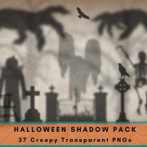 37 Halloween Shadows Translucent Overlays PNG Bundle