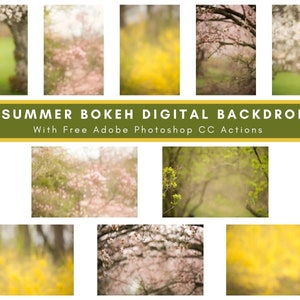 10 Bokeh Spring Trees Bundle - Digital Background - Flowering Tree - Spring Background - Digital Download - Photo Backdrop