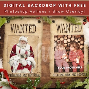 Santa Wanted By The North Pole Police, Funny Christmas, Wanted Poster, Digital Overlay, Santa Composite Png, Portrait Photography