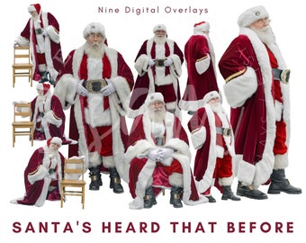 Santa Listening Digital Christmas Overlays PNG Bundle