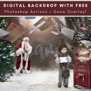 Lettres au Père Noël à partir d’un vintage Letter Box Digital Christmas Backdrop