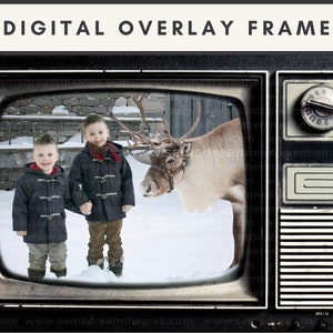 Retro TV Frame, Digital Frame PNG, Vintage TV Frame, Tv Console Decor, Christmas Overlay, Christmas Morning, Vintage Photography