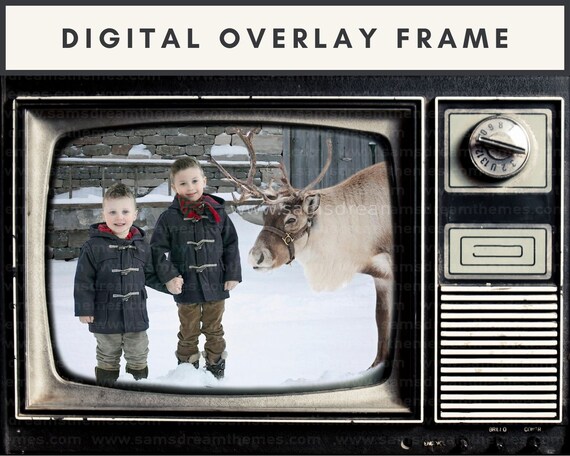 Retro TV Frame, Digital Frame PNG, Vintage TV Frame, Tv Console Decor, Christmas Overlay, Christmas Morning, Vintage Photography