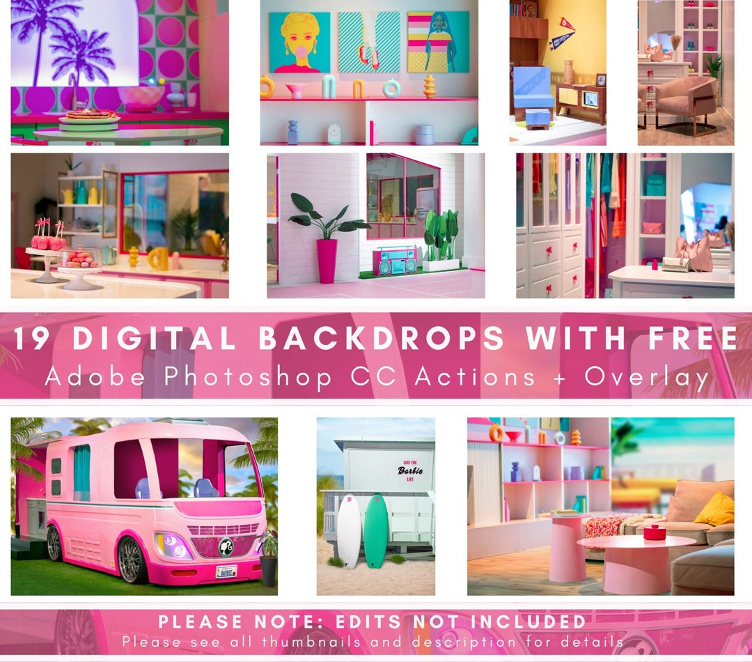 Barbies Dream House Backdrop Bundle, Barbie Doll Backdrop, Camper Van Kitchen, Digital Download