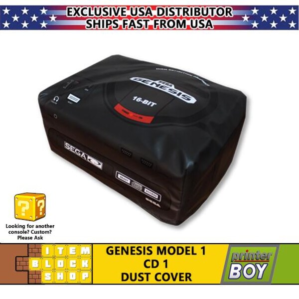 Sega Genesis Model 1 + Sega CD 1 Vinyl Dust Cover (Exclusive US SELLER)