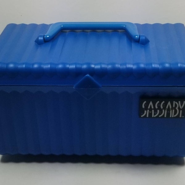 Vintage Blue Sassaby Model 107 Plastic Make Up Storage Case Organizer