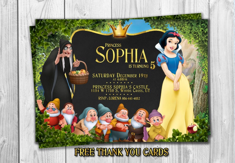 Snow White Invitation Snow White Birthday Invite Disney Snow Etsy
