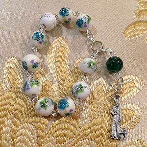Green St. Francis Pocket Rosary, Floral Saint Francis of Assisi Single Decade Rosary, Patron Saint, Baptism, Catholic Gift