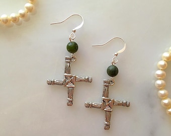 Connemara Marble St. Brigid Cross Earrings, Irish Earrings, Connemara Marble Earrings, Celtic Jewelry, Celtic Gifts