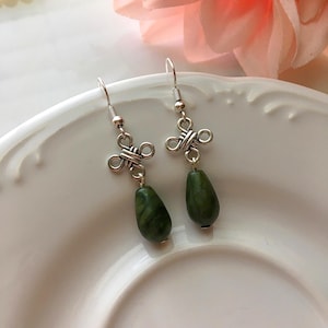 Connemara Marble Celtic Knot Earrings, Irish Earrings, Connemara Marble Earrings, Celtic Jewelry, Connemara Drop Earrings