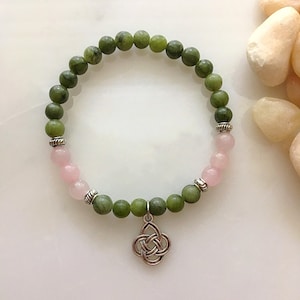 Connemara Marble Celtic Knot Bracelet, Connemara Marble & Rose Quartz Bracelet, Celtic Bracelet, Irish Bracelet, Celtic Charm Bracelet