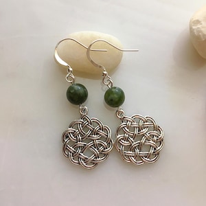Connemara Marble Celtic Knot Earrings, Irish Earrings, Connemara Marble Earrings, Celtic Jewelry, Fantasy Earrings, Renaissance Earrings