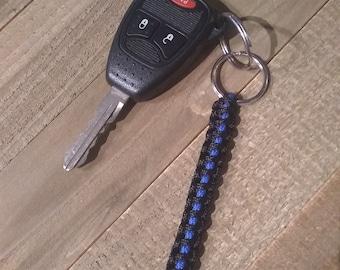 Thin Blue Line Law Enforcement Support Micro Paracord Key Chain