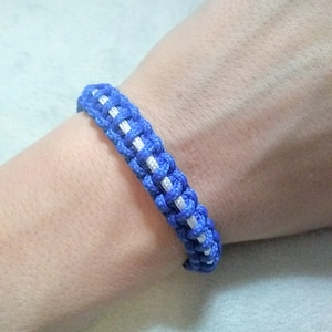 Thin White Line on Blue EMT EMS Support Micro Paracord Bracelet