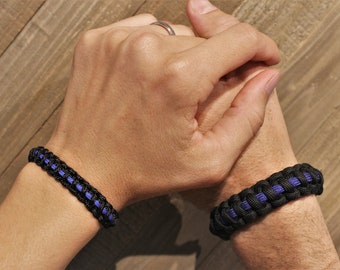 His and Hers Thin Blue Line Law Enforcement Support Paracord Bracelet