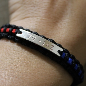 Thin Blue/Red Line with Badge Plate Law Enforcement Firefighter Support Micro Paracord Bracelet