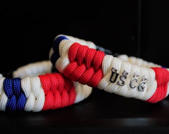 United States Coast Guard USCG Custom Handmade Paracord Bracelet with Charms