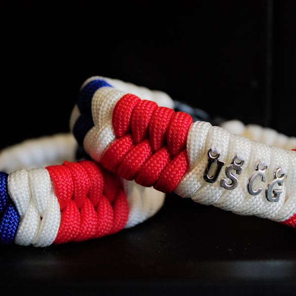 United States Coast Guard USCG Custom Handmade Paracord Bracelet with Charms