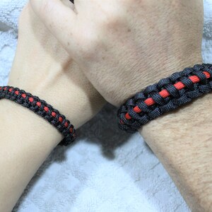 His and Hers Thin Red Line Firefighter Support Paracord Bracelet