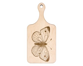 Tabla de cortar estilo paleta de charcutería de mariposa con asa, nogal o arce de madera dura americana, fiesta de cocina, barbacoa, cocina a la parrilla